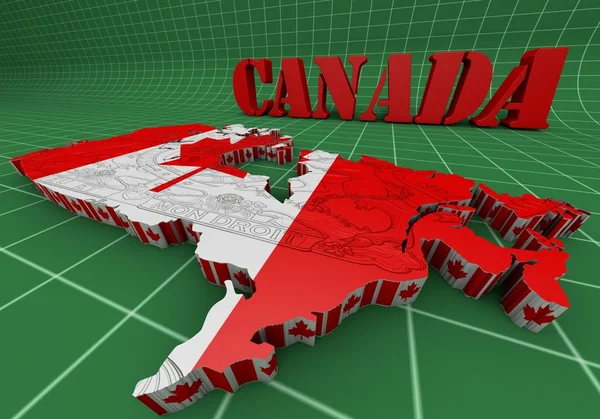 깃발 색깔을 가진 캐나다의 지도 — 스톡 사진