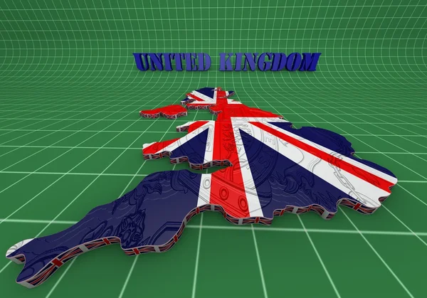 Illustration of United Kingdom map with as Flag — Stock Photo, Image