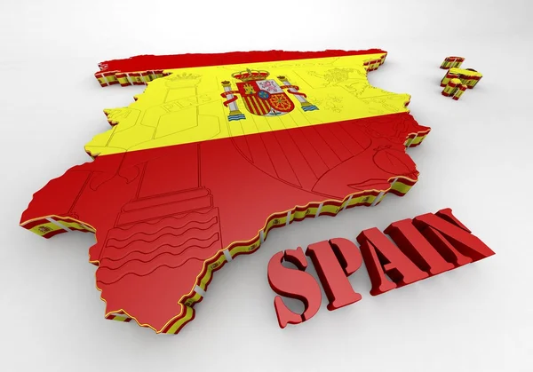 Mapa da Espanha com bandeira — Fotografia de Stock