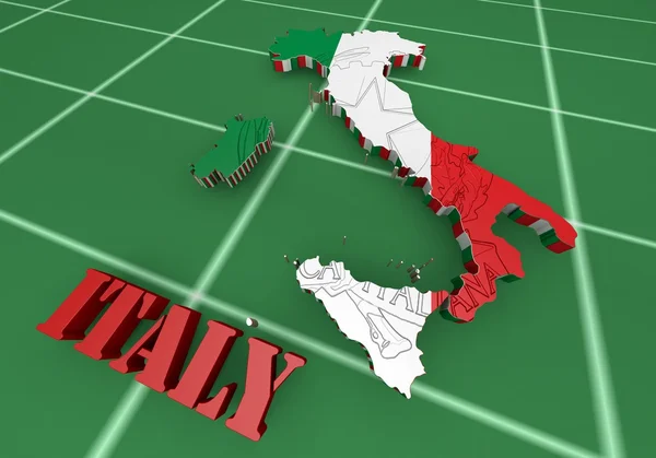 Karta över Italien med flagga — Stockfoto