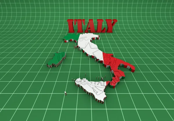 Карта Италии с флагом — стоковое фото