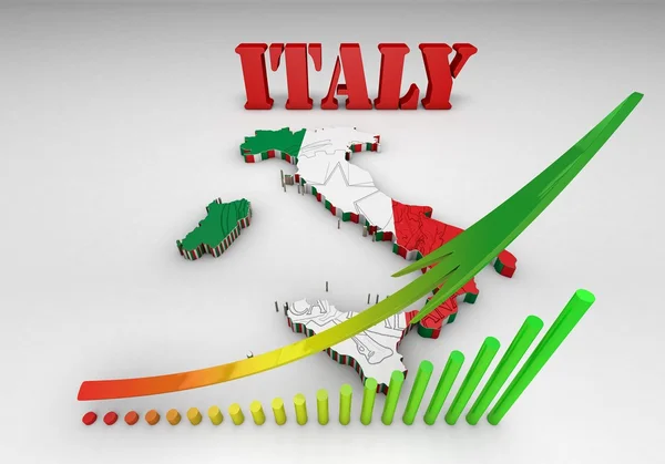 Mappa dell'Italia con la bandiera — Foto Stock