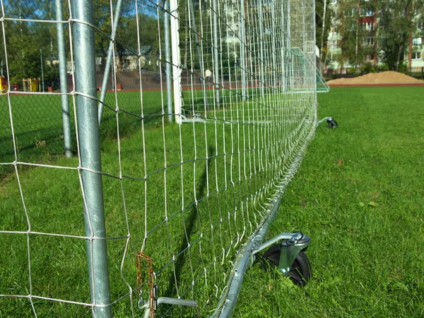 Rete da gol sullo stadio di calcio — Foto Stock