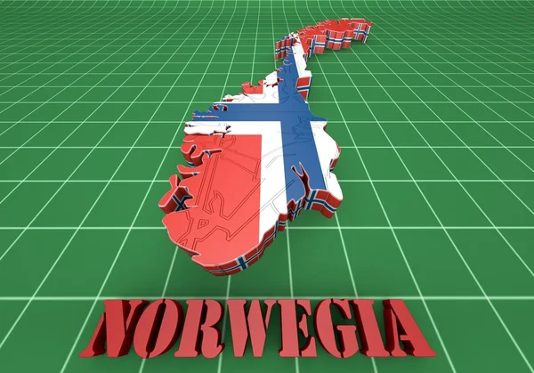 挪威的地图插图 — 图库照片