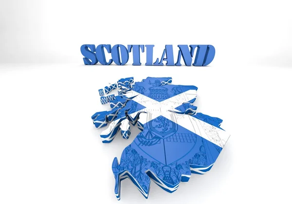 Escocia mapa bandera 3d ilustración — Foto de Stock