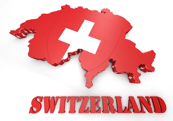 Karta illustration av Schweiz — Stockfoto