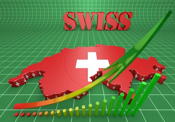 Karta illustration av Schweiz — Stockfoto