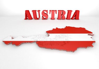 harita illüstrasyon Avusturya bayrağı
