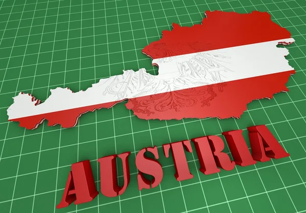 Karta illustration av Österrike med flagga — Stockfoto