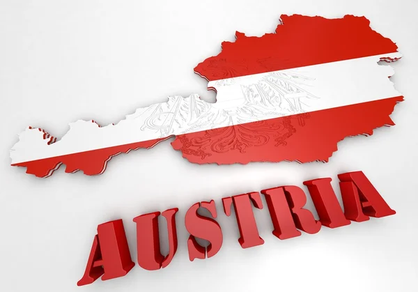 Map illustration of Austria with flag — Stock Photo, Image