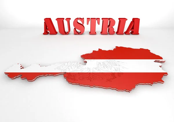 Map illustration of Austria with flag — Stock Photo, Image