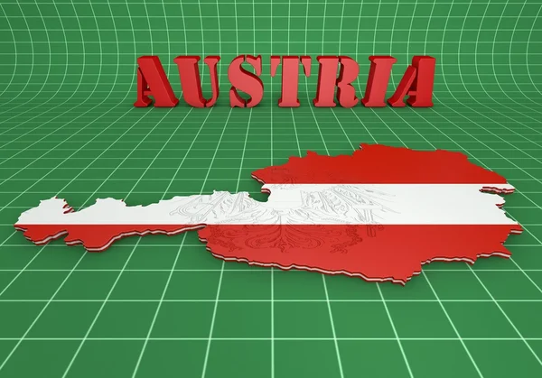 Map illustration of Austria with flag — Stock Photo, Image