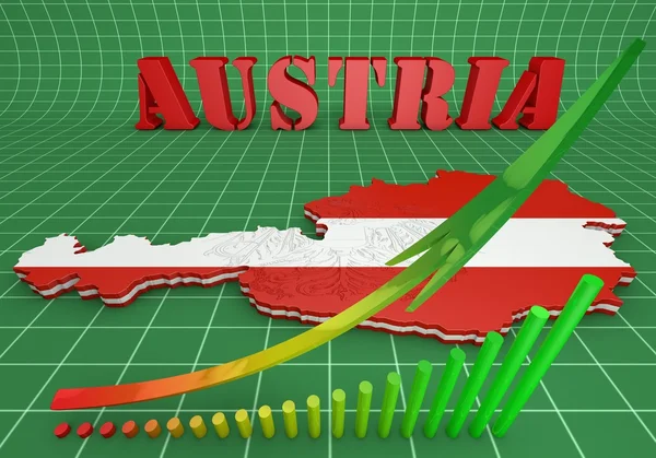 Mapa ilustración de Austria con bandera —  Fotos de Stock