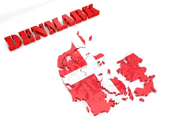 Karta illustration av Danmark med flagga — Stockfoto