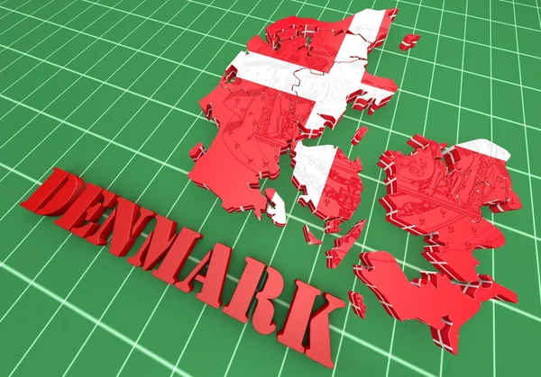 Ilustração do mapa da Dinamarca com bandeira — Fotografia de Stock
