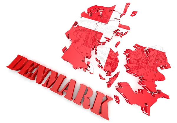 Map illustration of Denmark with flag — Stock Photo, Image