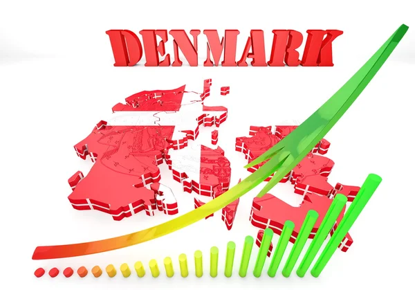 Mappa illustrazione di Danimarca con la bandiera — Foto Stock