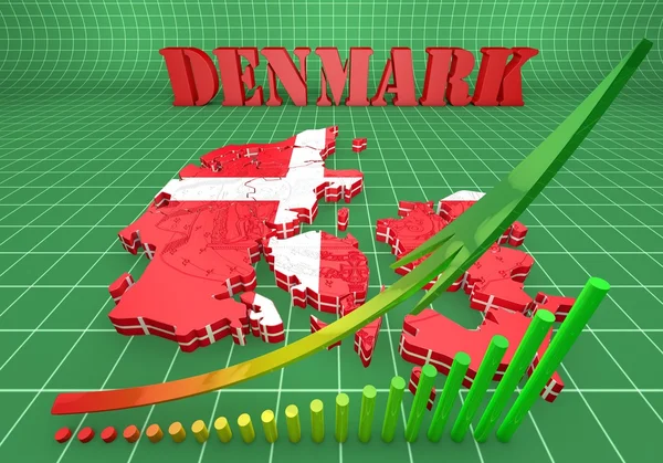 Mappa illustrazione di Danimarca con la bandiera — Foto Stock