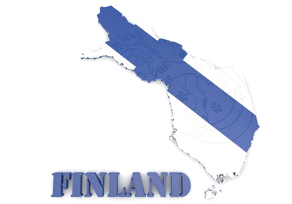 Landkarte von Finnland mit Flagge — Stockfoto