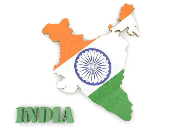 Ilustración de mapa de la india con bandera — Stok fotoğraf