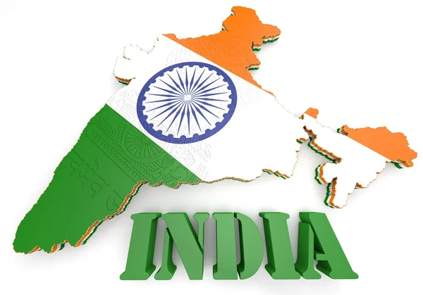 Map illustration of India with flag — Stock Photo, Image