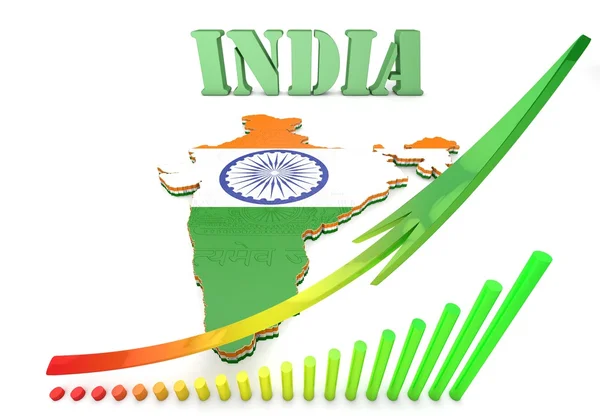 Ilustración de mapa de India con bandera — Foto de Stock