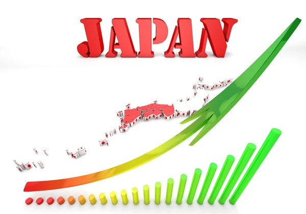 Mapa Japonska s příznakem — Stock fotografie