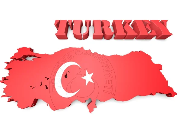 Ilustração do mapa da Turquia com bandeira — Fotografia de Stock