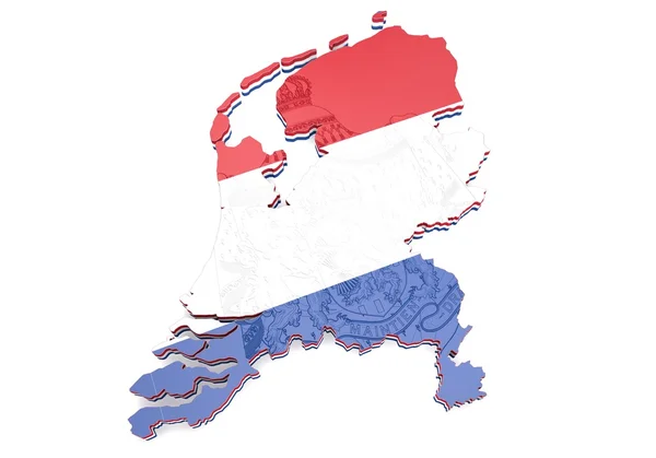 Map illustration of Netherlands with flag — Stock Photo, Image