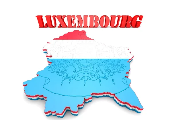 Map illustration of Luxembourg with flag — Stock Photo, Image