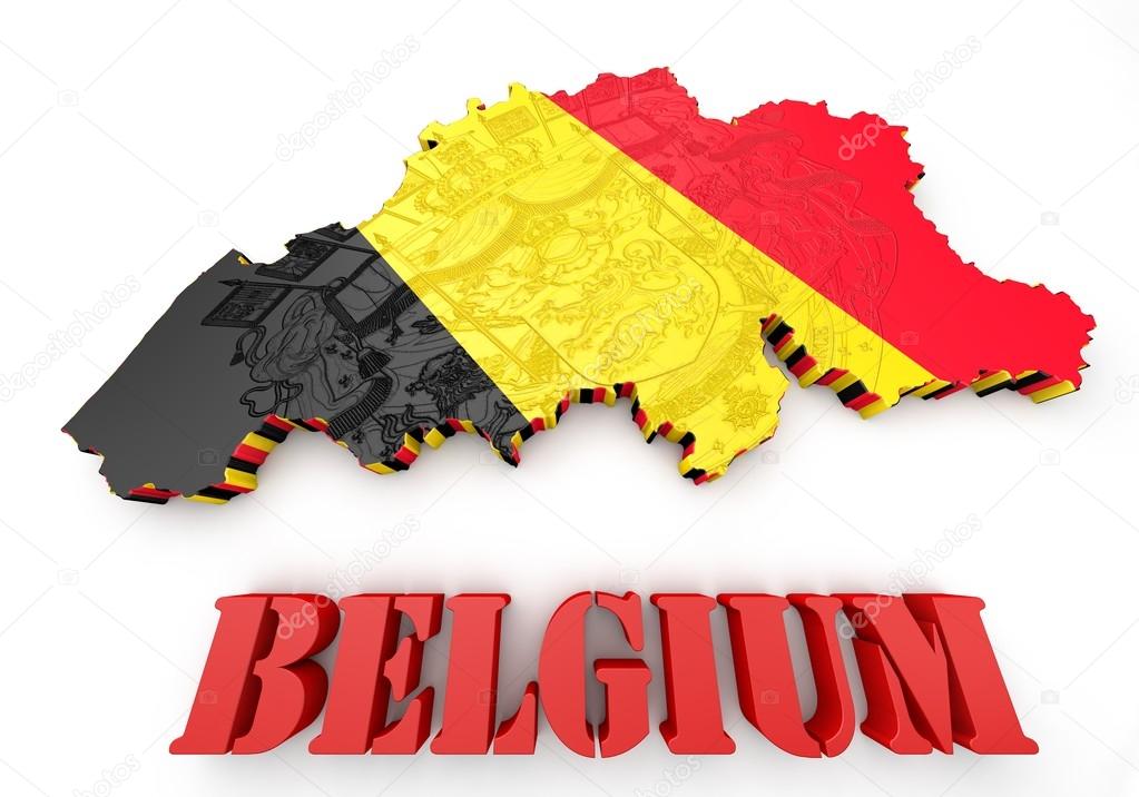 map illustration of Belgium with flag