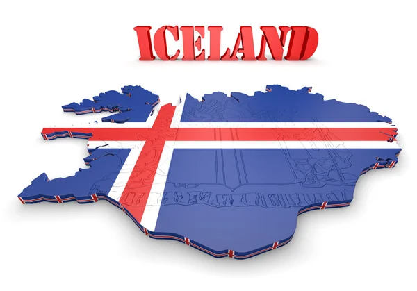 Ilustração do mapa da Islândia com bandeira — Fotografia de Stock