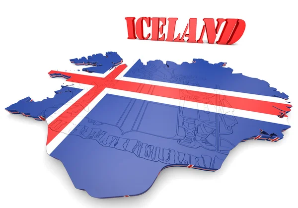 Map illustration of Iceland with flag — Stock Photo, Image