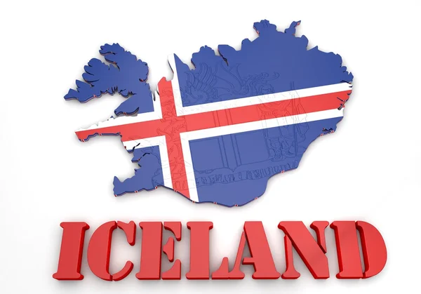 Map illustration of Iceland with flag — Stock Photo, Image