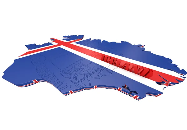 Mapa ilustración de Islandia con bandera —  Fotos de Stock