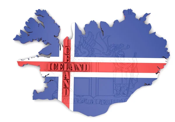 Mappa illustrazione di Islanda con la bandiera — Foto Stock