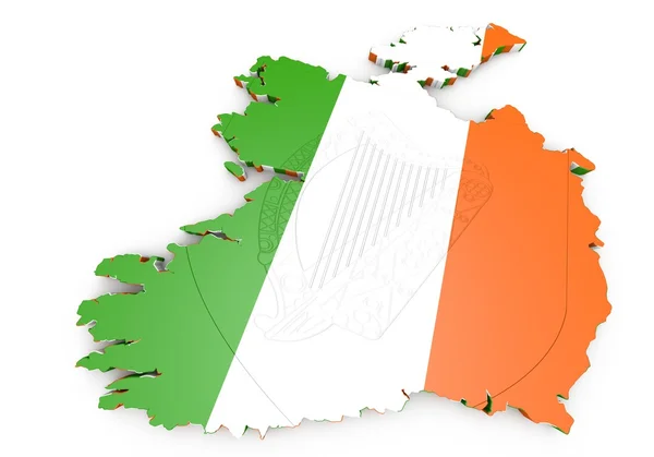 Ilustracja mapa Irlandii z flagą — Zdjęcie stockowe