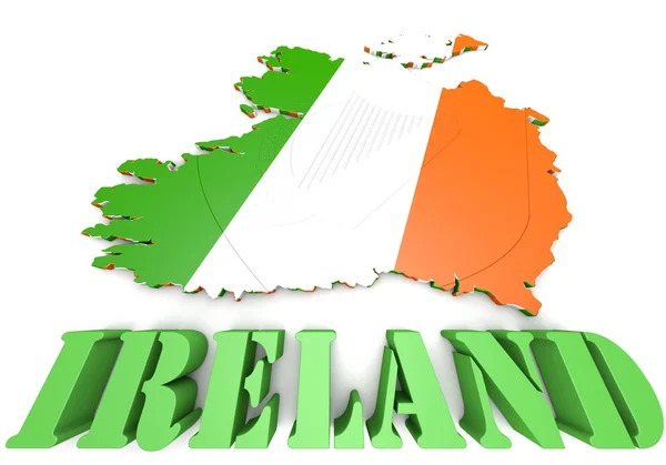 Map illustration of Ireland with flag — Stock Photo, Image