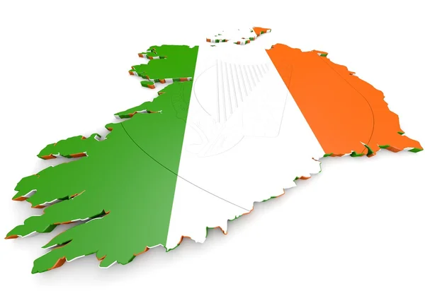 Map illustration of Ireland with flag — Stock Photo, Image