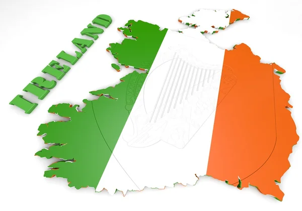 Map illustration of Ireland with flag — Stock Photo, Image