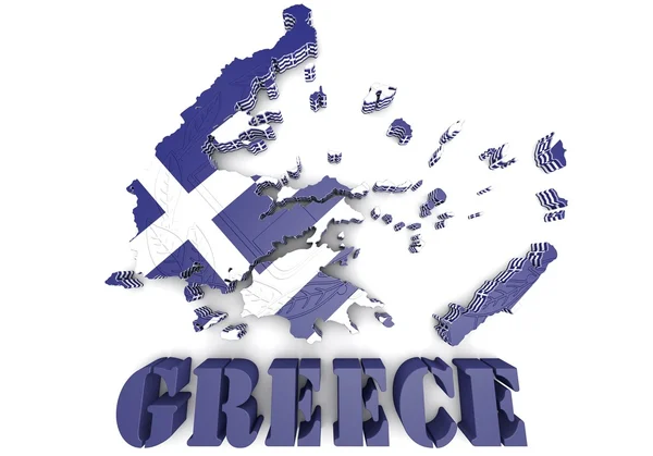 Map illustration of Greece with flag — Stock Photo, Image