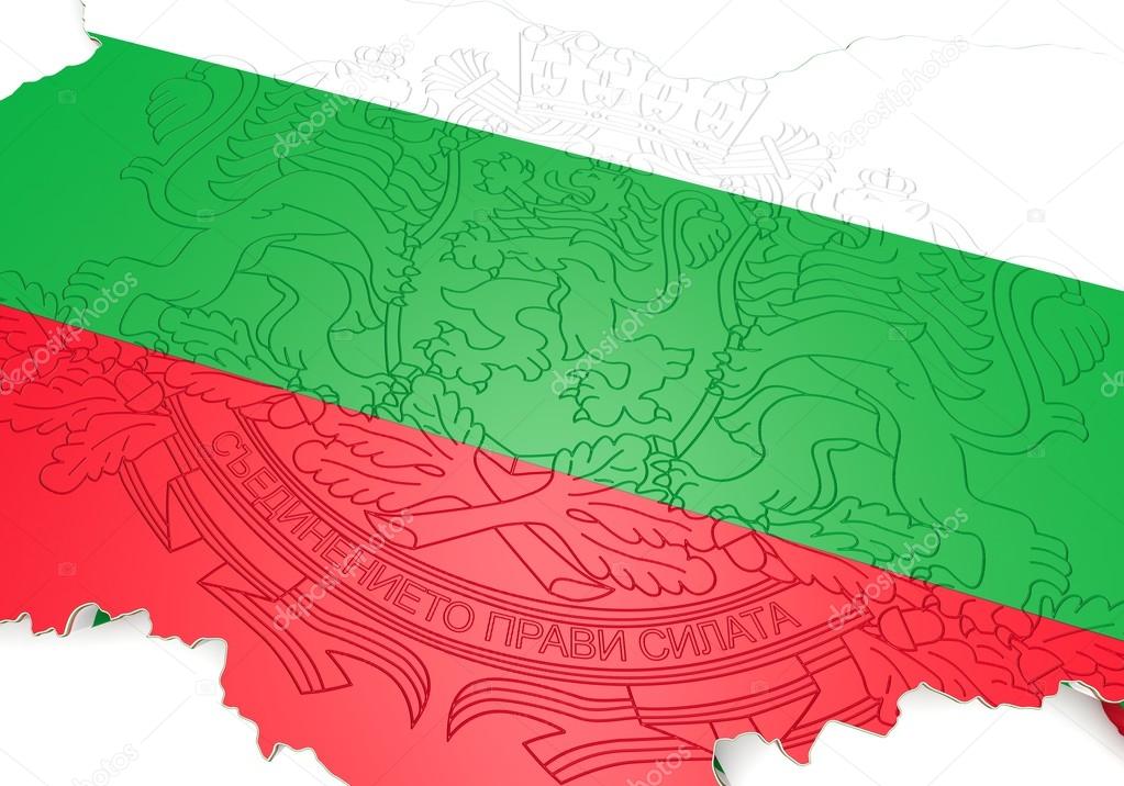 map illustration of Bulgaria with flag