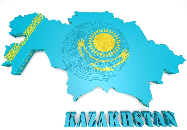 Illustration de carte du Kazakhstan avec drapeau — Photo