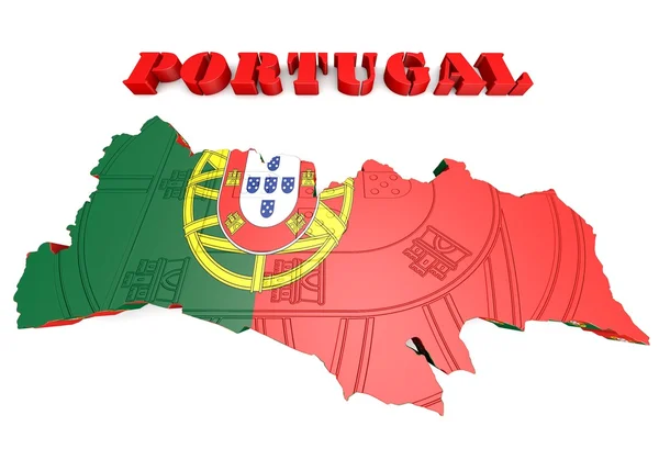 Mapa ilustração de Portugal com mapa — Fotografia de Stock