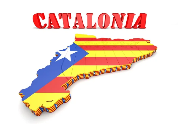 Ilustração mapa da Catalunha com bandeira — Fotografia de Stock