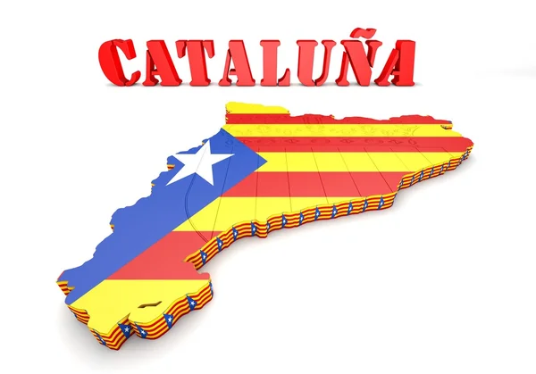 Ilustração mapa da Catalunha com bandeira — Fotografia de Stock