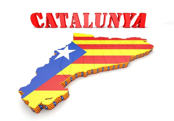 Ilustração mapa da Catalunha com bandeira — Fotografia de Stock