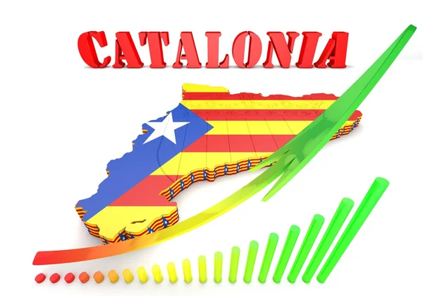 Map illustration of Catalonia with flag — Stock Photo, Image