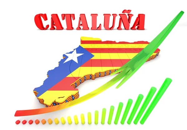 Ilustração mapa da Catalunha com bandeira — Fotografia de Stock