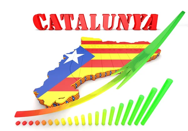 Mapa ilustración de Cataluña con bandera — Foto de Stock